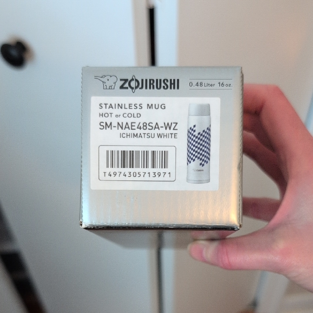 Zojirushi Stainless Mug - Ichimatsu White NWT